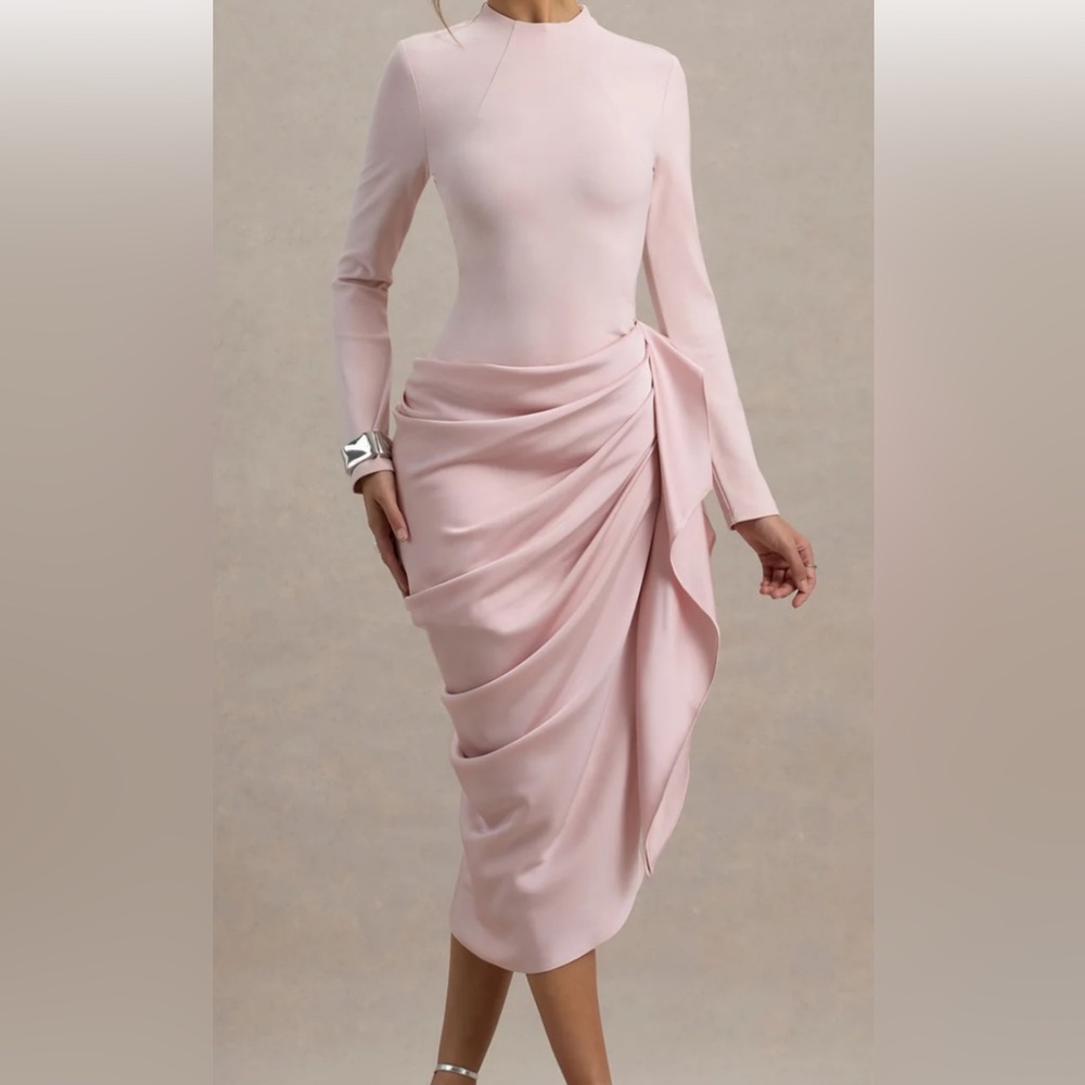 Club L London Soft Pink Long Sleeve Dress